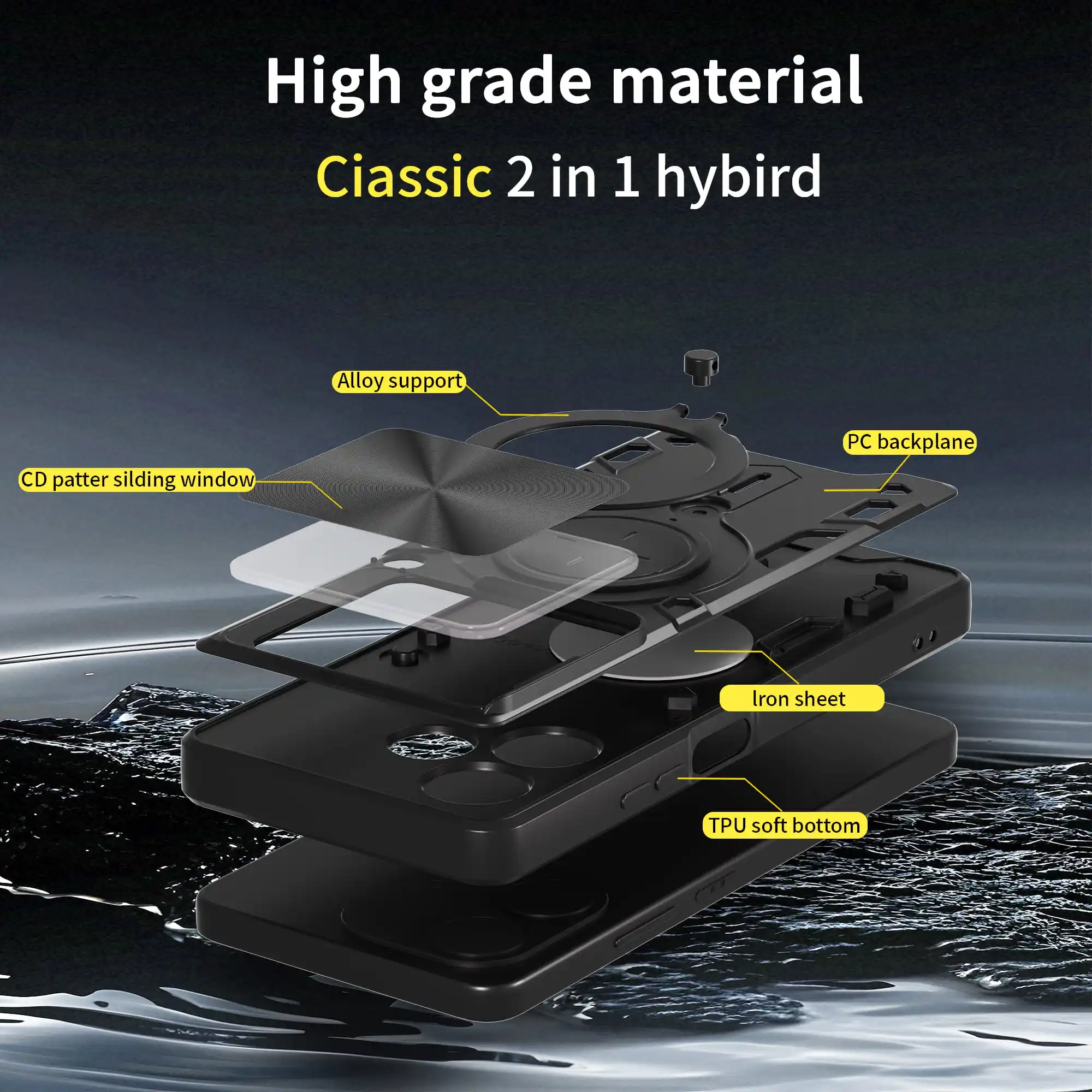 Чехол для Oppo A5 Pro 5G с магнитной раздвижной защитой камеры A3x A3 4G, вращающаяся на 360 градусов подставка, бронированное кольцо, Funda Capa