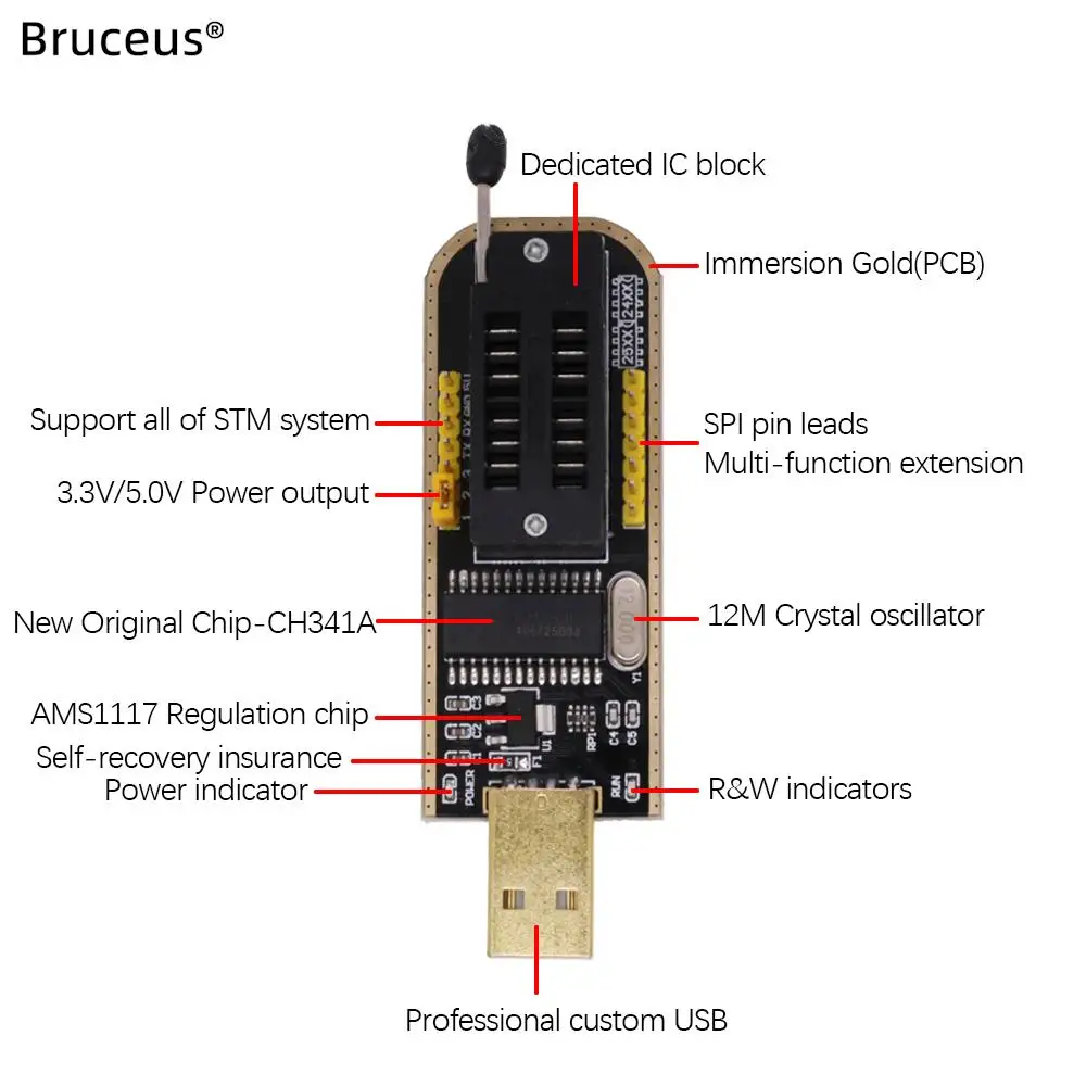 DIY KIT I21 CH341A 24 25 Series EEPROM Flash BIOS USB Programmer Module SOIC8 SOP8 Test Clip For 93CXX/25CXX/24CXX