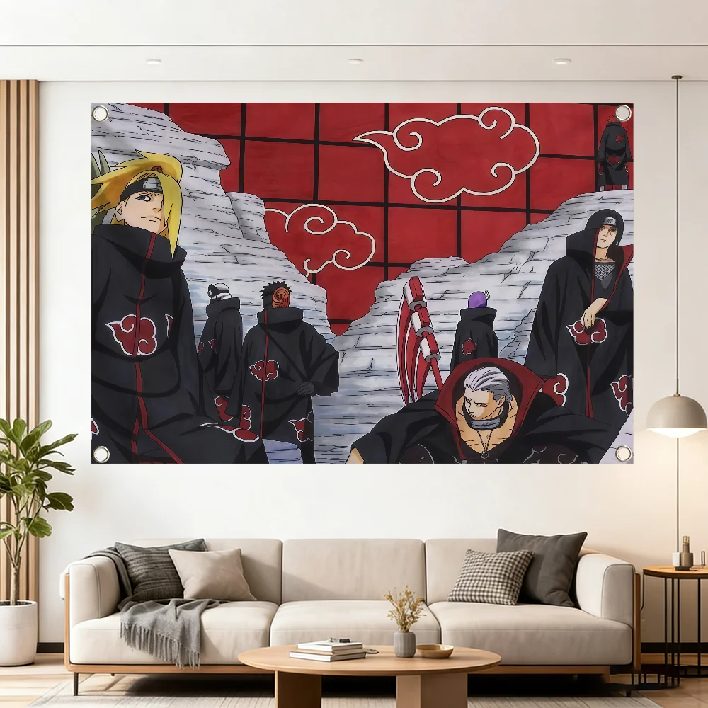 Anime N-NARUTO Akatsuki Itachi Kissenbezug Dekoration Outdoor Picknick Party Kunst Hängend Zuhause Camping Party Banner Bestseller