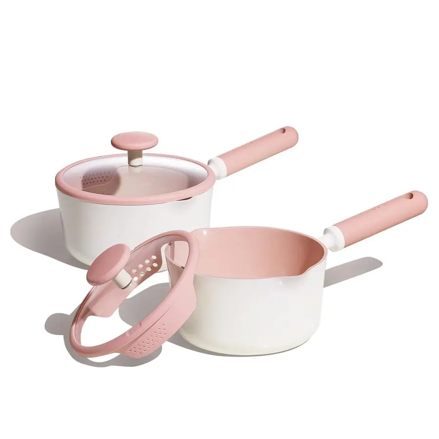 

Наборы кастрюль 2.5QT и 3.0QT с крышками и половниками, керамические антипригарные, нетоксичные, с ручками Staycool, для небольшой кухни