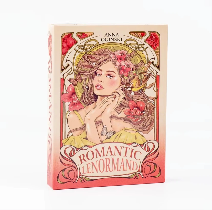 Romantyczne karty wyroczni Lenormand 36 szt. Talia angielska wizja Art Nouveau motywy kwiatowe na imprezę gry planszowe