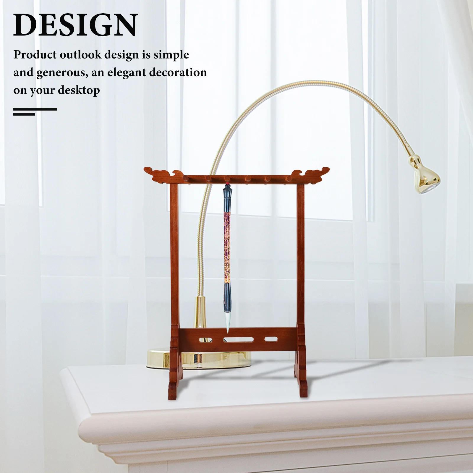 

Nanzhu Brush Pen Holder Wood Simple Design Desk Stationery Calligraphy Writing Rack Storage Solution Multifunctional Pen