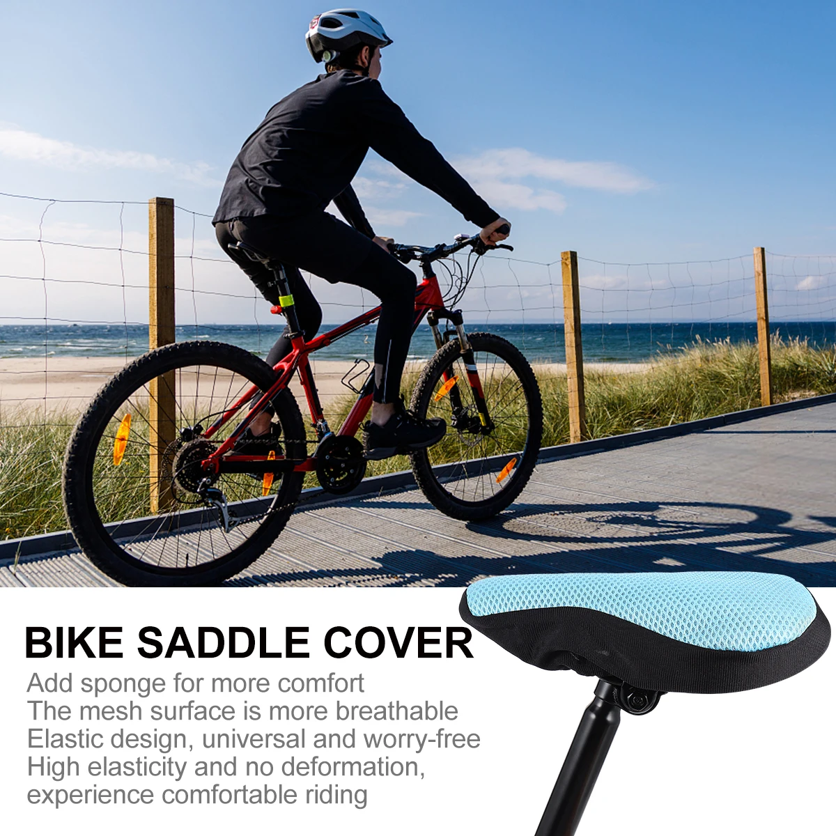 

Bike Saddle Cover Seat Cushion Blue Mesh Sponge Kids Child Lightweight Elastic Band Durable Material Storage Dry Scratch