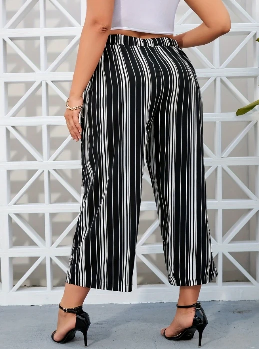 Women's Vacation Beach Trousers 2024 Summer Autumn Latest Lace Up Printed Straight Leg High Waist Loose Casual Wide Leg Pants