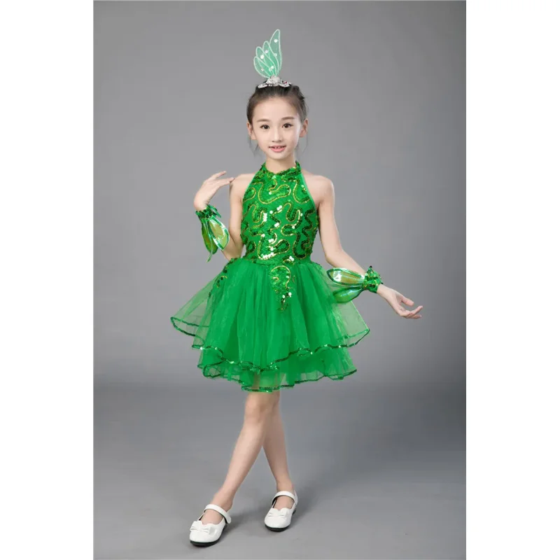 Green Girls Ballet Dress For Children Girl Jazz Dance Costumes For Girls Dance Dress Girl Performance Costume  Stage Dancewear