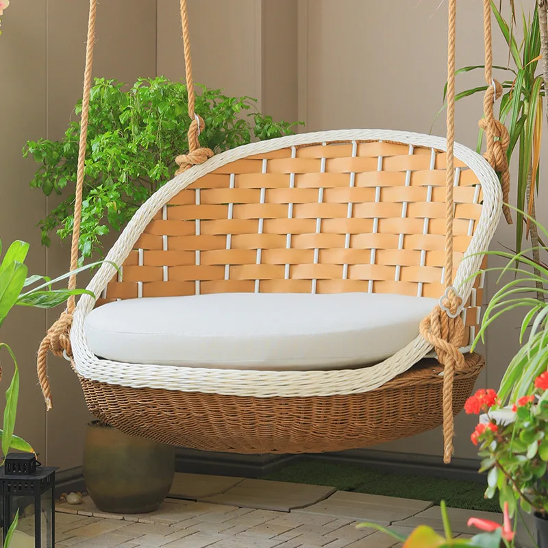 Hanging Chair Swing Outdoor Courtyard Hanging Basket Indoor Leisure Home Hammock Terrace Balcony Bamboo Swing Chair Cradle Chair