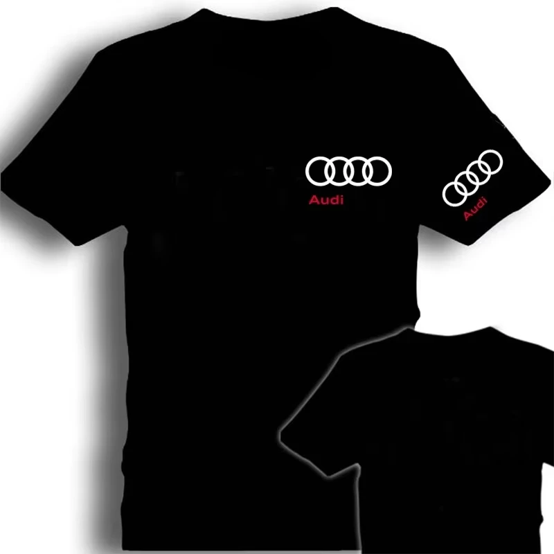 Audi RS Summer New T-shirt Short Sleeved Trendy Men's and Women's High-end Luxury Brand Sports Cotton T-shirt Comfortable Top