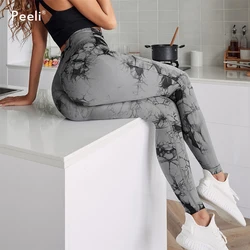 Leggings da palestra Scrunch Butt per donna senza cuciture pantaloni da Yoga a vita alta Leggings sportivi Tie Dye abbigliamento da Yoga collant da allenamento da corsa