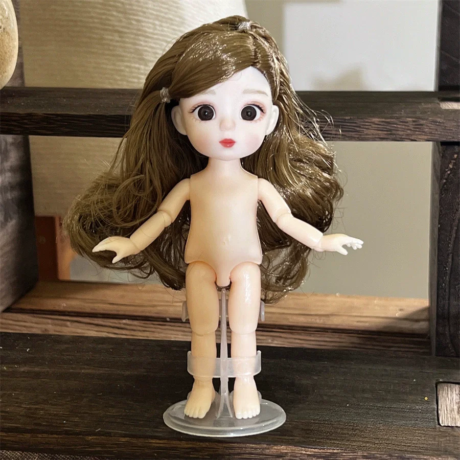 16-17cm Cute 3D-Eye Dress-Up Doll for Kids 1/8 Scale Nude/Full Body with 13-Jointed Movement Various Styles
