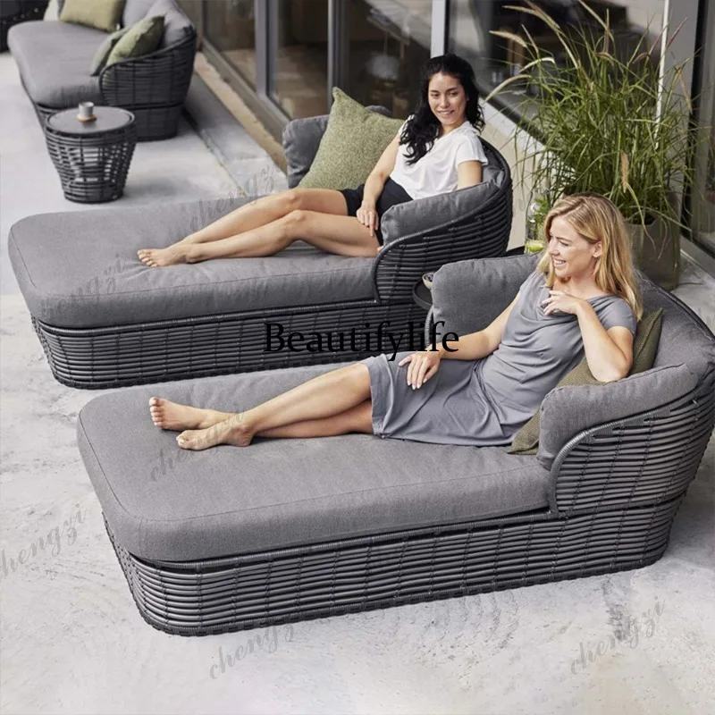 

Outdoor imitation rattan sofa combination courtyard garden outdoor balcony leisure woven bed