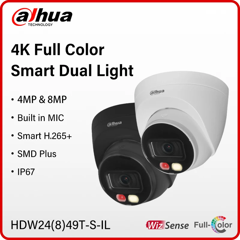 

Dahua HDW2849T-S-IL Outdoor 4MP 8MP Smart Full-Color Camera 24/7 Color Surveillance Built-in Mic Human Detection HDW2449T-S-IL