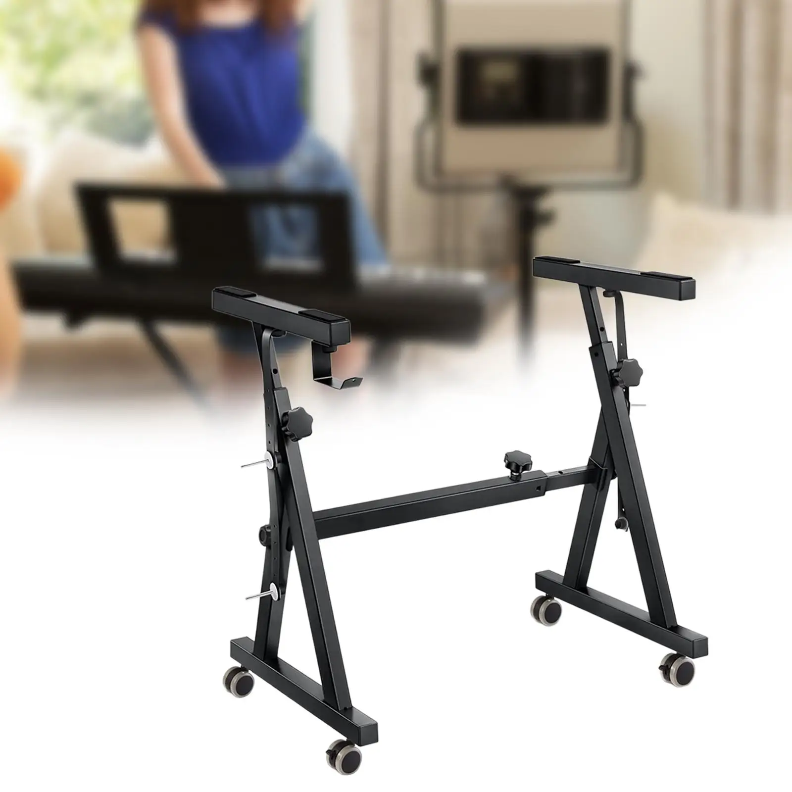 

Piano Keyboard Stand Stability Electronic Piano Stand with Wheels Fits 54-88 Key Electric Piano Iron Adjustable for Stage Travel