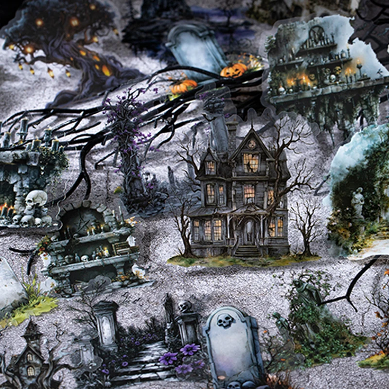10 Blatt/Beutel Gothic Abandoned City Scenery Aufkleber für Scrapbooking Planer Notebook DIY Handyhülle Dekoration Büro Geschenk – Detail 6