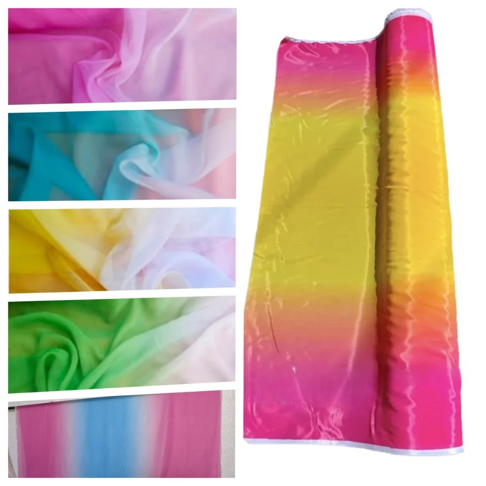 Gradient 30D Chiffon Fabric Dance Performance Costumes Photos Shawls Skirts Clothing Fabrics for Diy Sewing Cloth Per Meter