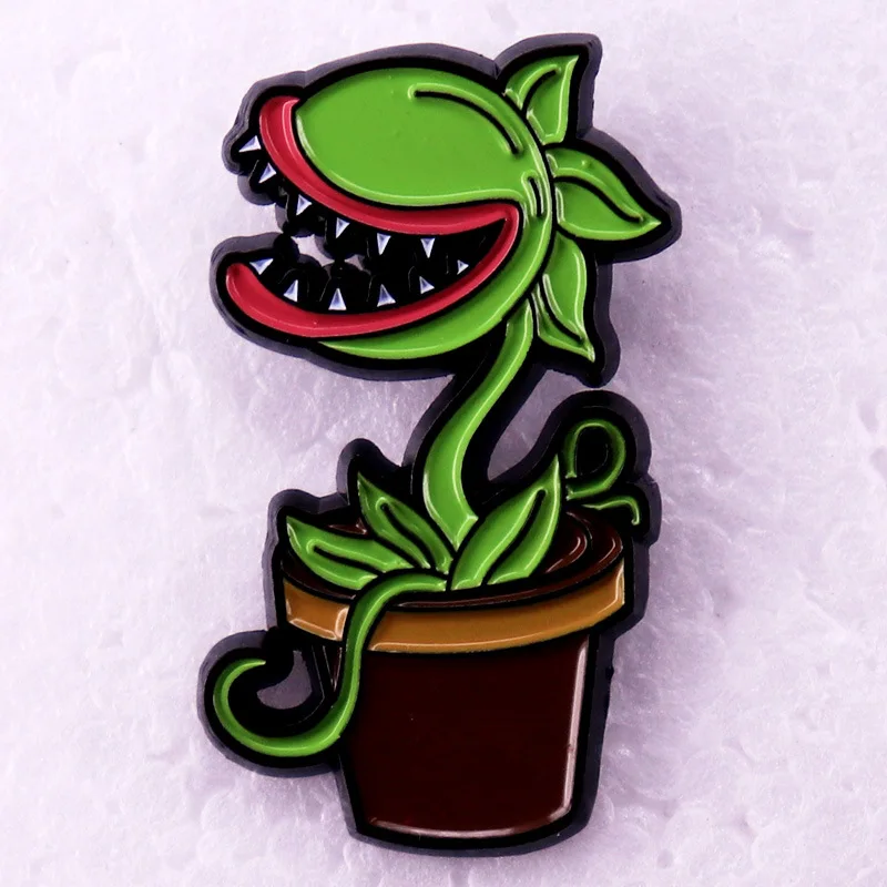 C5006 Green cannibal flower Game Cartoon Brooches for Clothing Enamel Pins Lapel Pin for Backpack Metal Briefcase Badges Jewelry