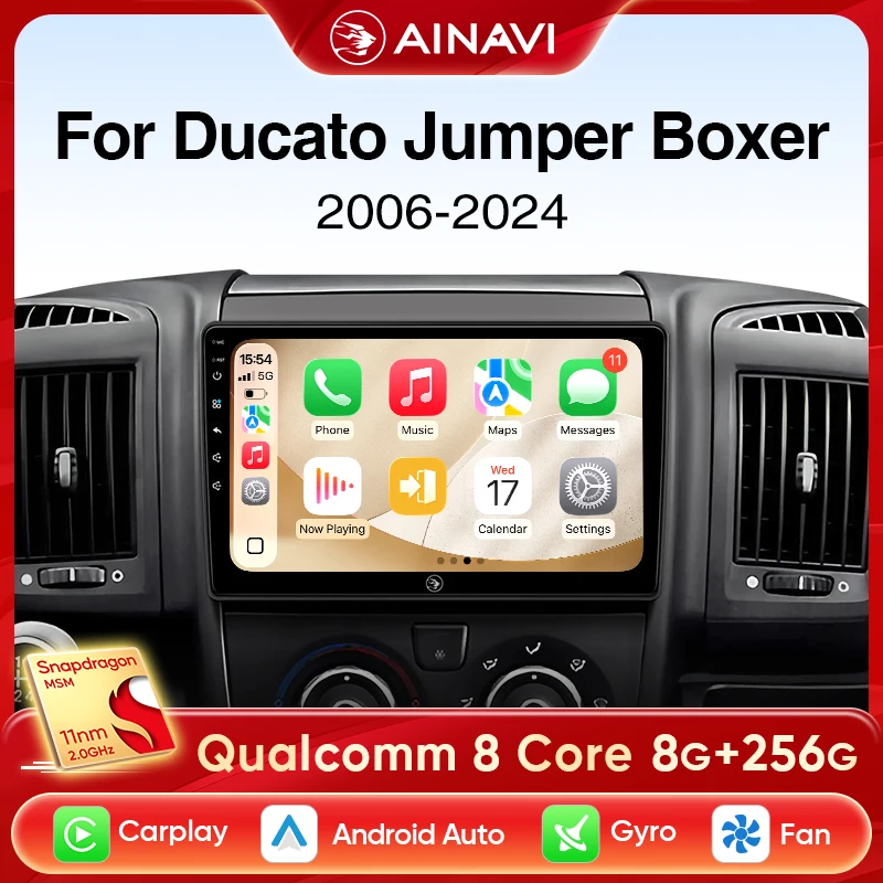 

Автомобильный радиоприемник Ainavi для Fiat Ducato Citroen Jumper Peugeot Boxer 2006-2024, беспроводной Carplay, Android, автомобильный мультимедийный DSP BT 2Din