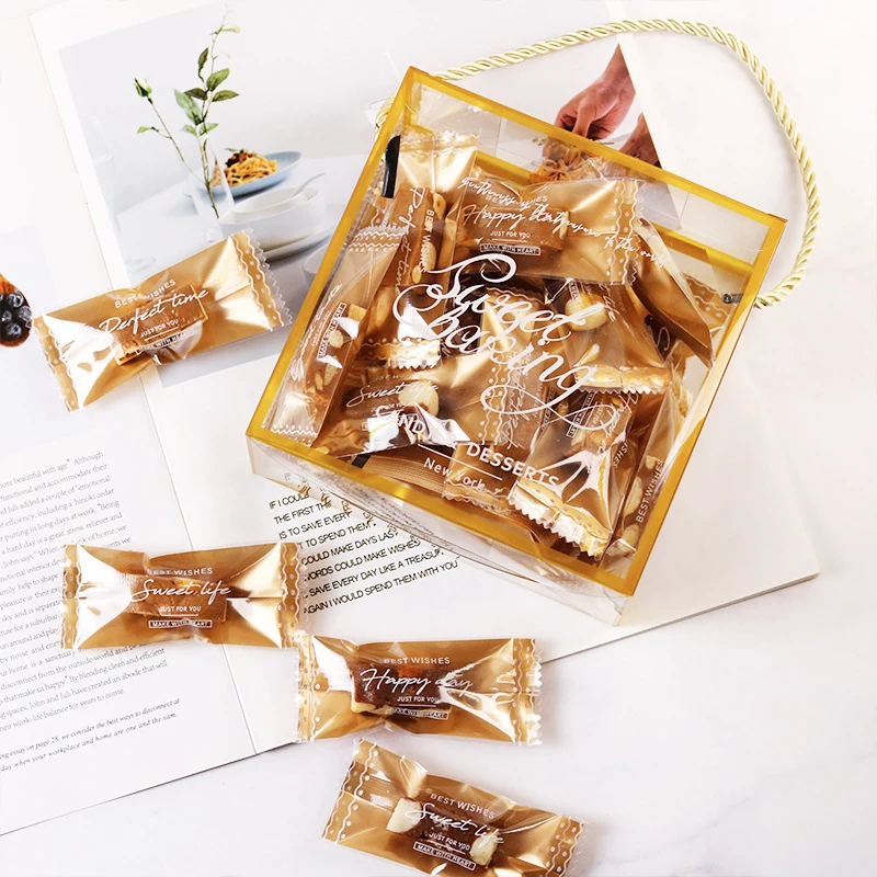 100pcs Coffee Sweet Cookie Candy Hot Seal Bags Nougat Packaging Small Machine Sealed Aluminum Film Bag