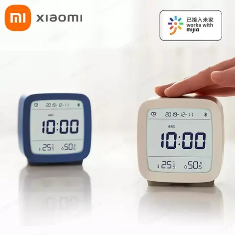Xiaomi Mijia Smart Clock Bluetooth Alarm Clock Smart Control Temperature Humidity Display LCD Screen Adjustable Nightlight Gift