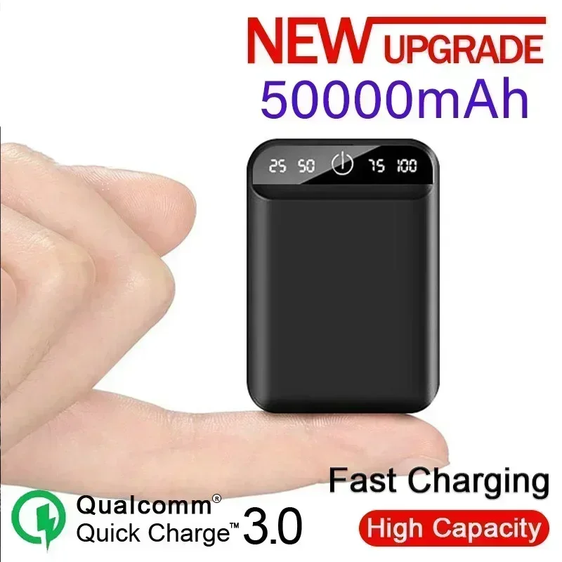 Batterie externe 50000mAh pour téléphone portable, chargeur rapide, affichage numérique, développement USB, pour Android