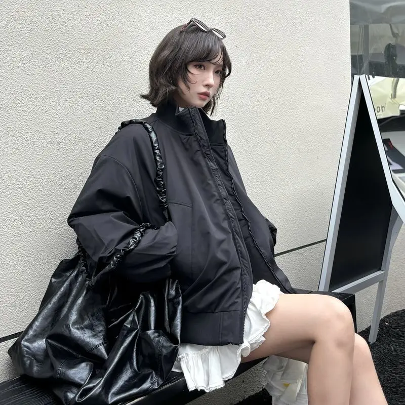 

American High Street Jackets Women Autumn Winter Cotton Coats Thickened Warm Baseball Jacket Y2K Girls Windproof Streetwear Tops