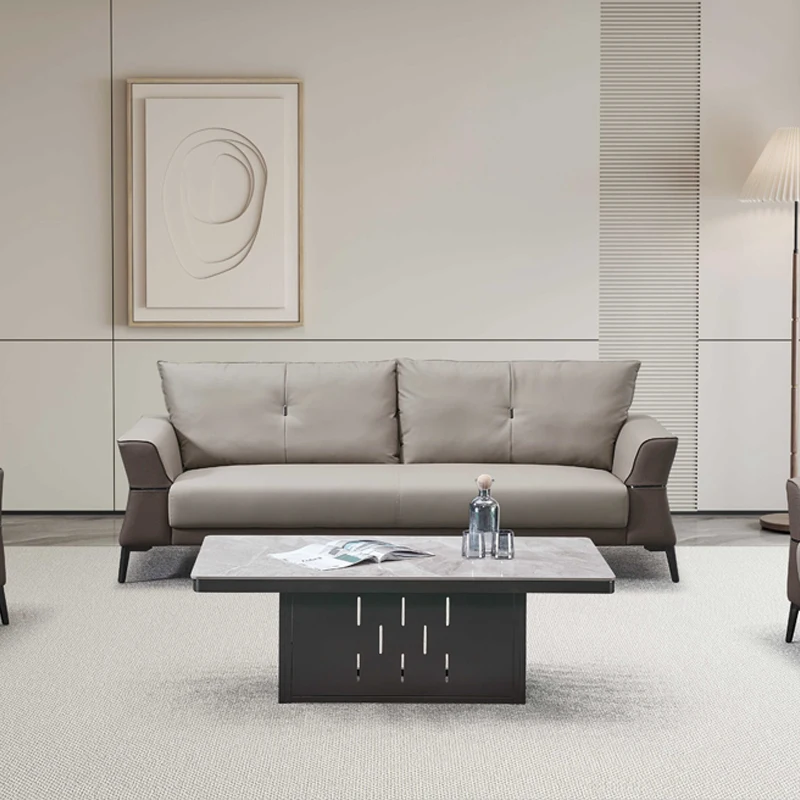 

Segmented Color Matching Leather Office Reception Furniture Multifunctional Living Room and Office Sofa Set