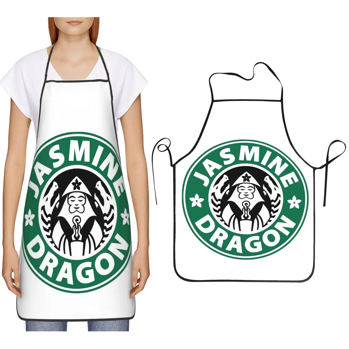

Фартуки с жасминовым драконом, шеф-повар, приготовление пищи, выпечка, столб, водонепроницаемый нагрудник, кухонный сарафан для чистки для женщин и мужчин, живопись