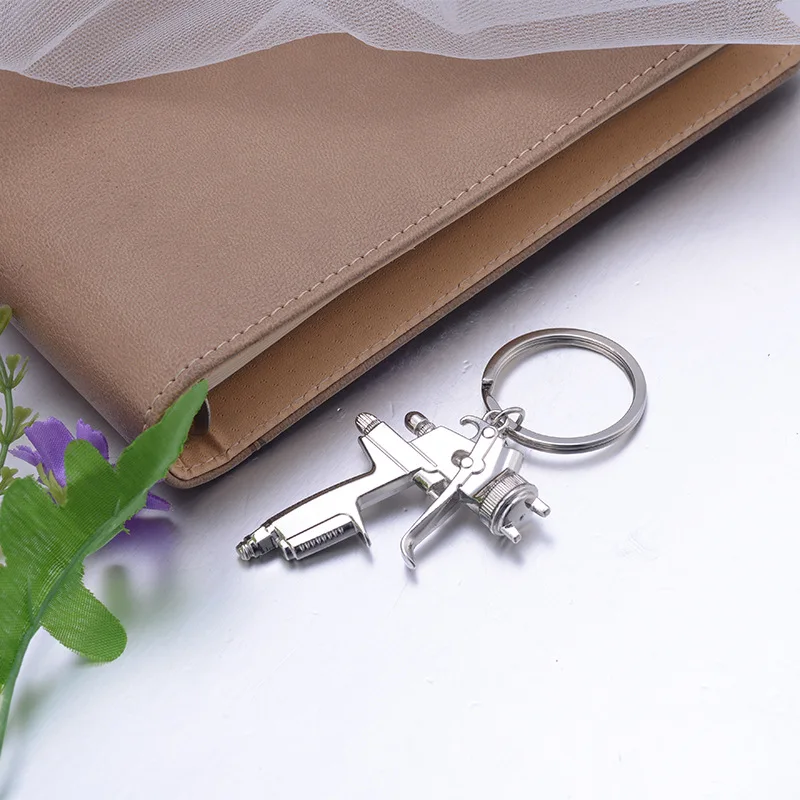 Water Spray Gun Keychain Silver Color Zinc Alloy Key Ring Creative  Handbags Bag Accessories Keychain Pendant keyring