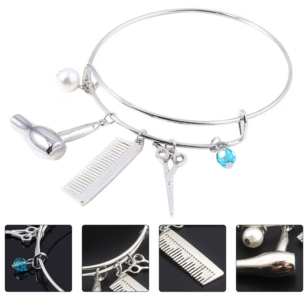 

1Pcs Hair Dryer Scissors Comb Pendant Bracelet for Women Creative Wristlet Elegant Bangles Ideal Gift for Family Friends Special