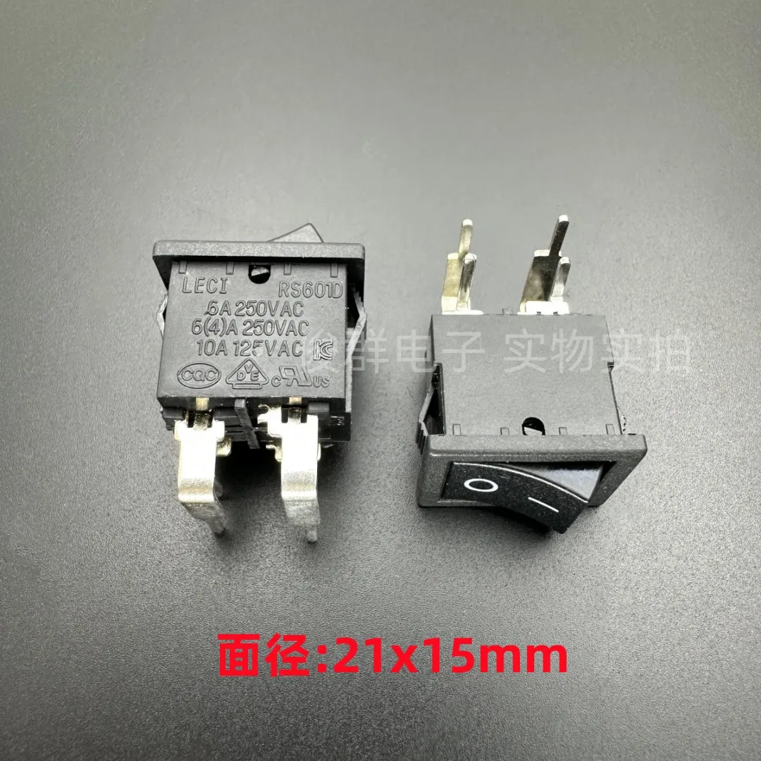 10pcs/ RS601D bent foot 4-foot 2-gear key rocker rocker switch 6A250VAC button