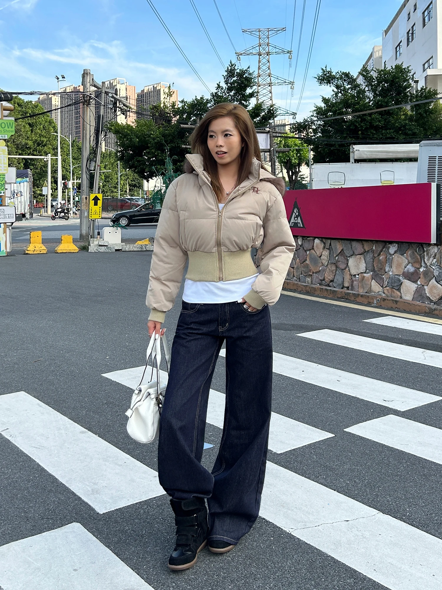 

Женская зимняя верхняя одежда: теплая куртка с капюшоном в стиле ретро-американский, из хлопка и полиэстера, на молнии