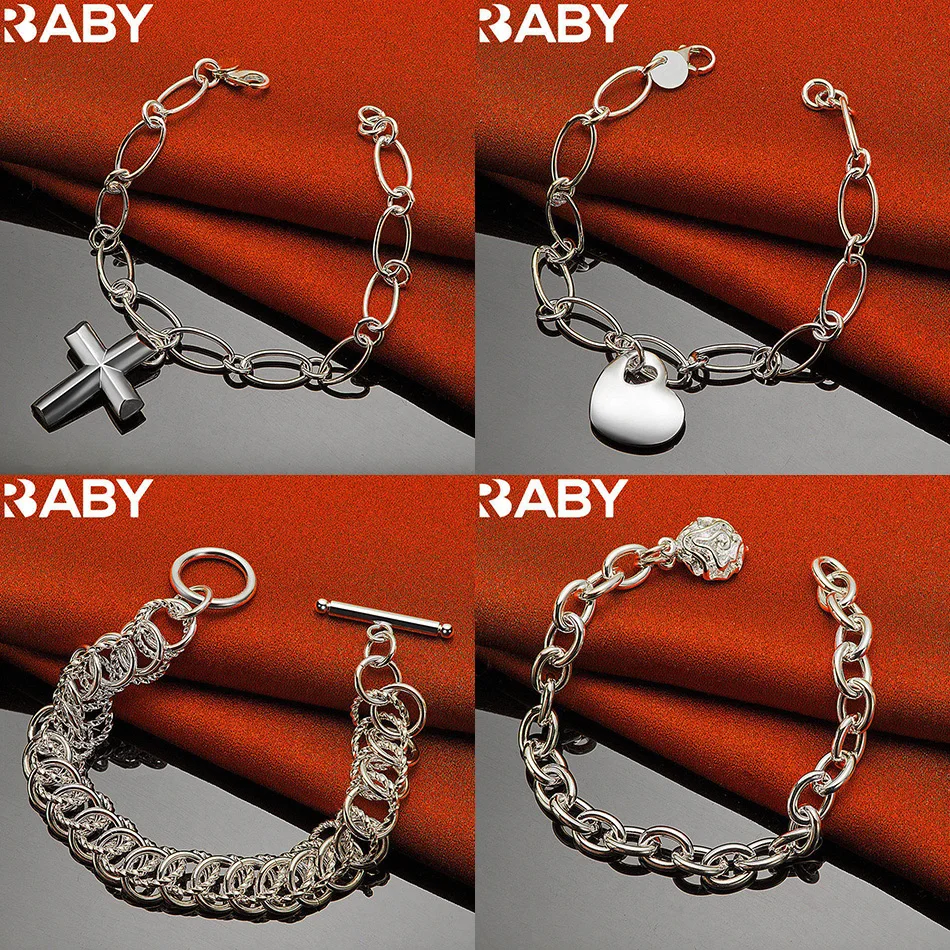 

URBABY 925 Sterling Silver Design Bracelets For Women Men Charm Trend Birthday Gifts Fashion Party Fine Jewelry