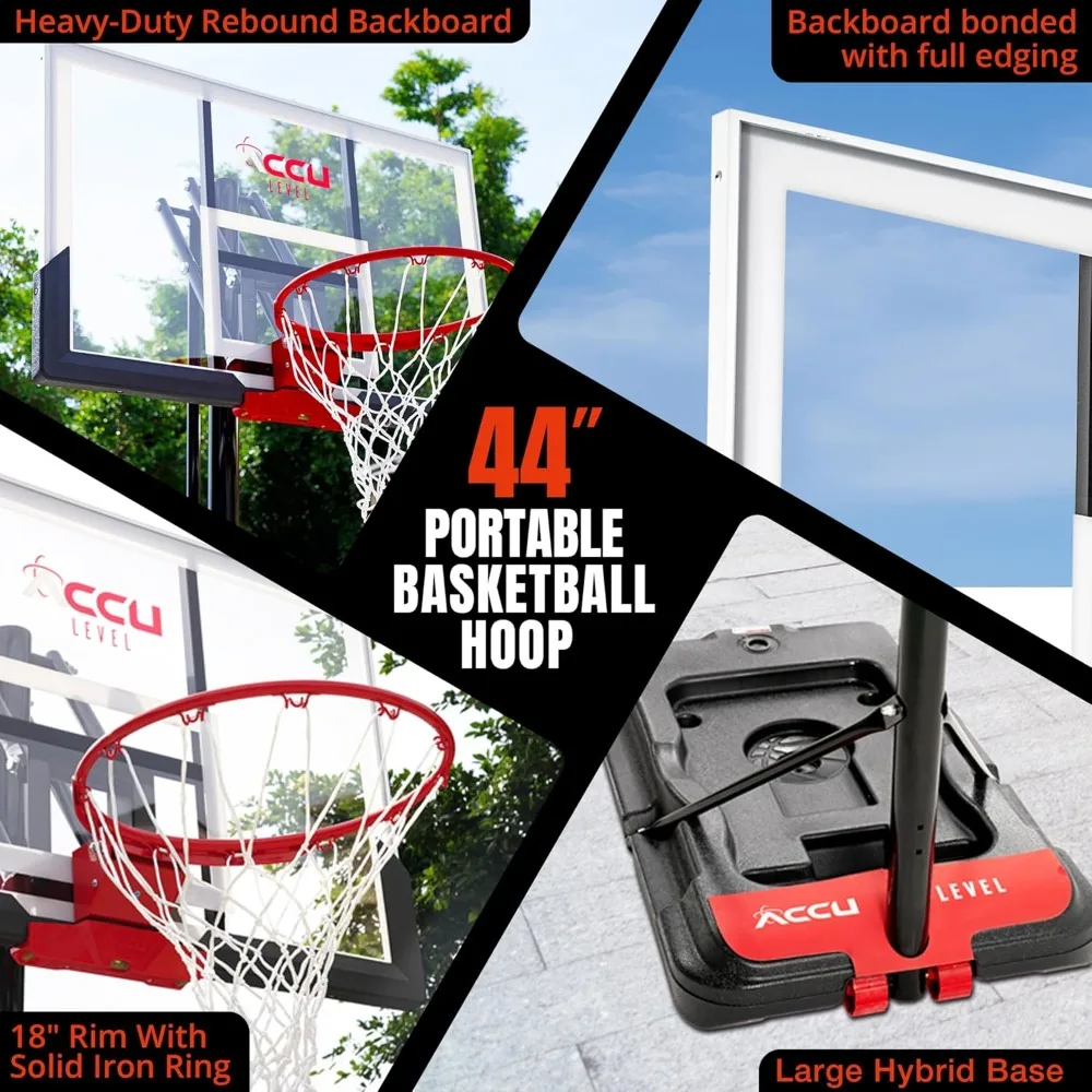 Adjustable Basketball Goals System 4.7-10ft with 44-48 Inch Angle-Adjustable Backboard for Kids and Adults