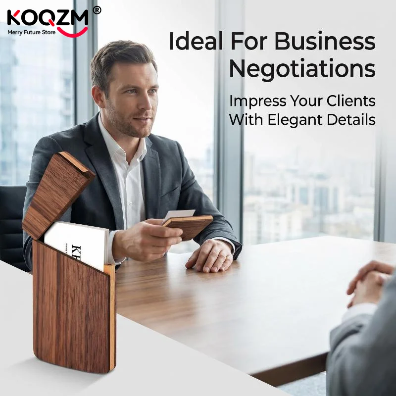 Portable Wood Business Card Holder Slim Card Case For Men Wooden Business Card Ganizer Desk Accessories