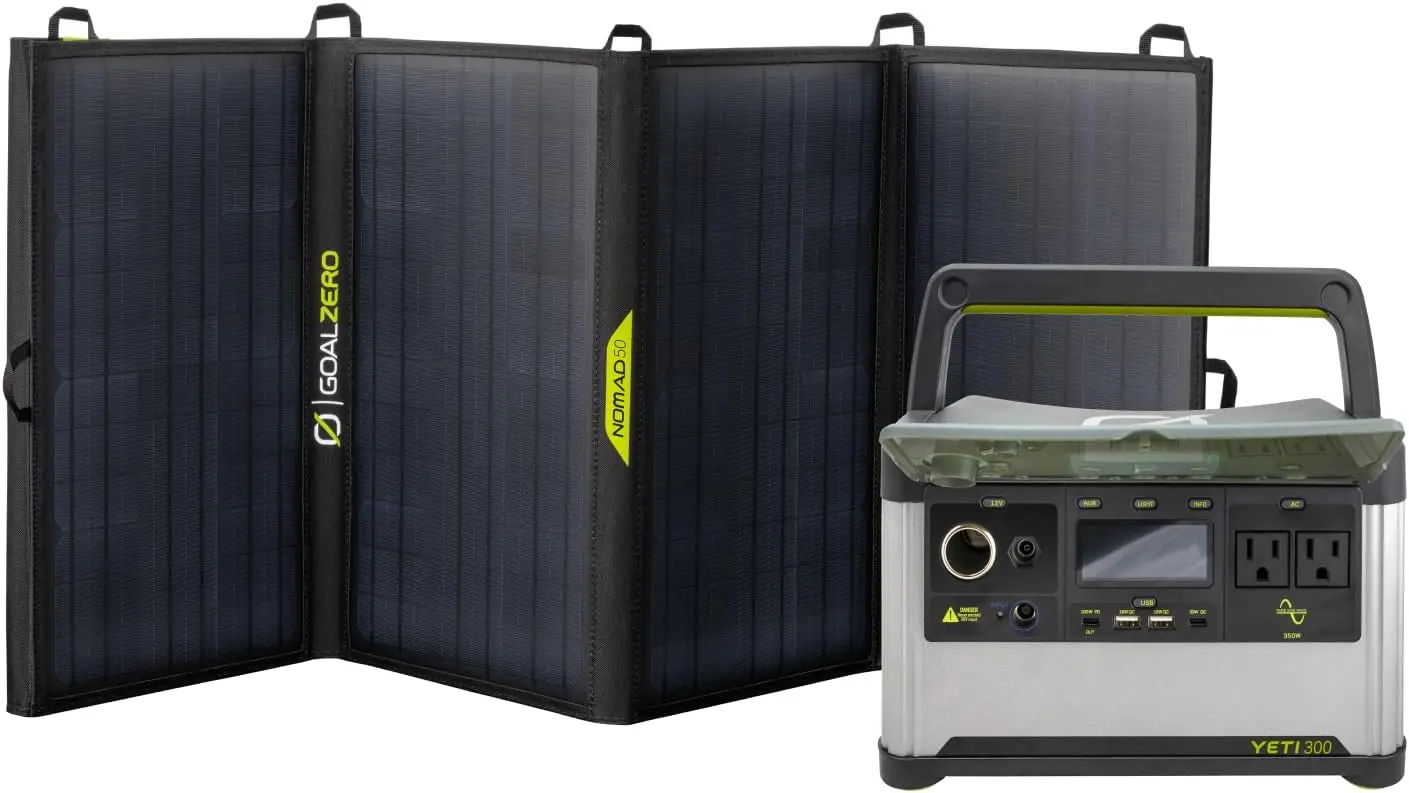 Yeti Portable Power Station, Yeti 300 + Nomad 50 Solar Generator, 297 Watt Hour LiFePO4 Battery