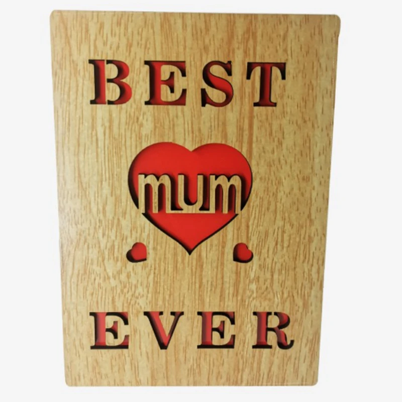 Mother's Day Card-Mum Birthday Card -Best Mum Ever Wooden Card For Mum - Gifts For Her