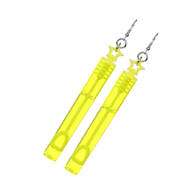 Bubble Blower Earrings Five-Pointed Star and Mini Test Tube Ear Pendants Decor