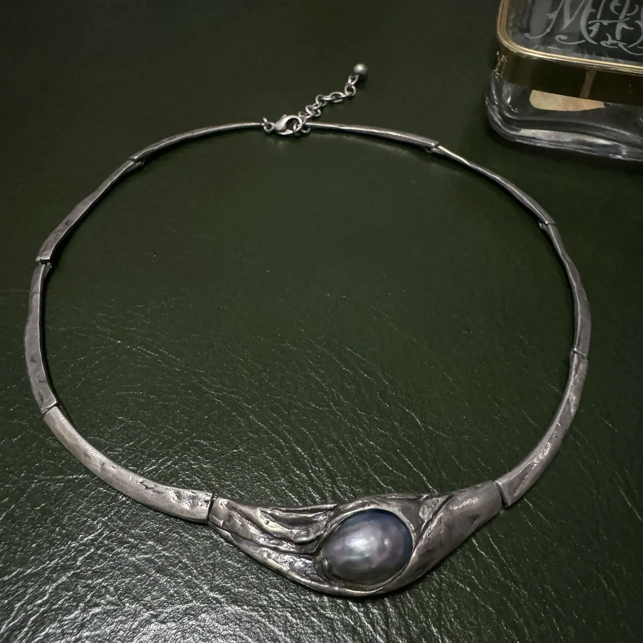 Natural Mabe Pearl One Piece Choker Handmade Necklace 925 Sterling Silver Fine Jewelry Vintage Collectible For Men And Women