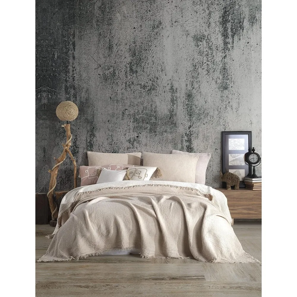 أغطية وسائد من الموسلين مكونة من 4 طبقات من القطن العضوي بنسبة 100% - فائقة النعومة، قابلة للتنفس، خفيفة الوزن، مغسولة مسبقًا لـ Com