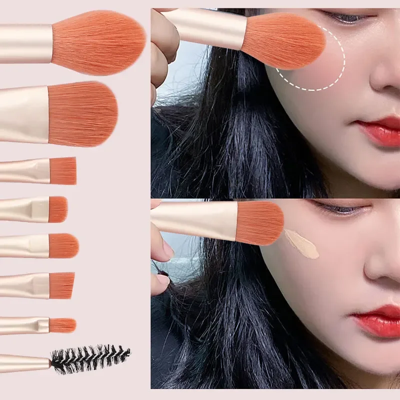 Mini 8Pcs Makeup Brushes Travel Women Set Portable Soft Concealer Brush Beauty Foundation Eye Shadow Tool Eyelash Brush With Bag