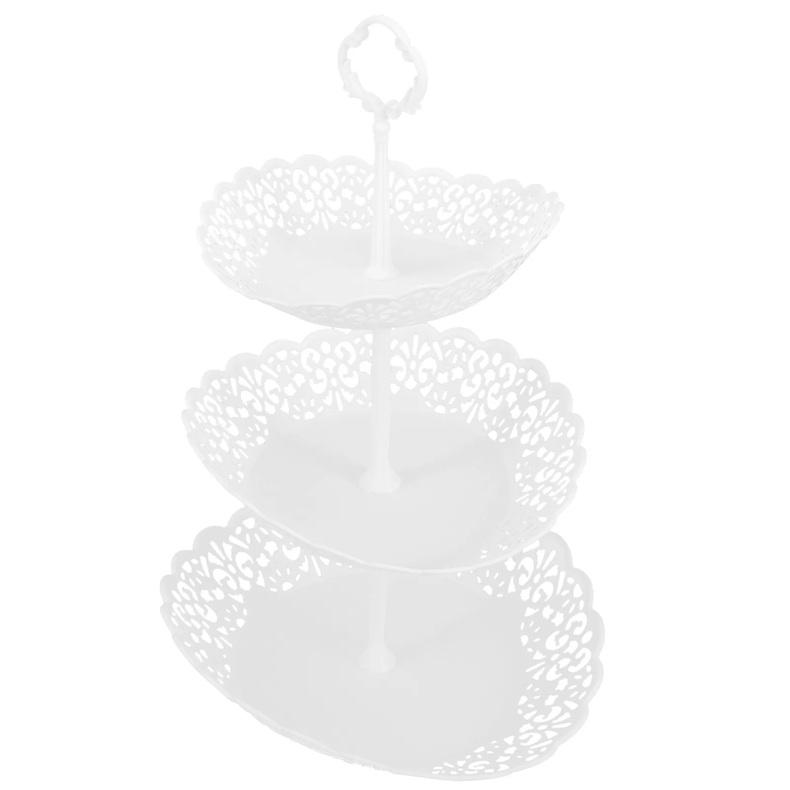 Présentoir à gâteaux rotatif à trois niveaux, plateau de service pour desserts, en PP robuste, grande capacité, plateau de service pour fêtes d'anniversaire