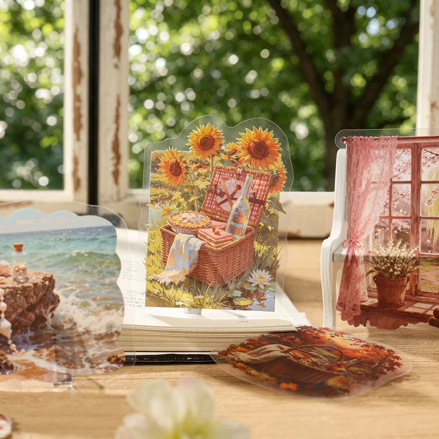 20 Sheets Light Retro Scenery Stickers & Background Paper Set,DIY Handmade Album Scrapbooking Decorative Paper Supplies