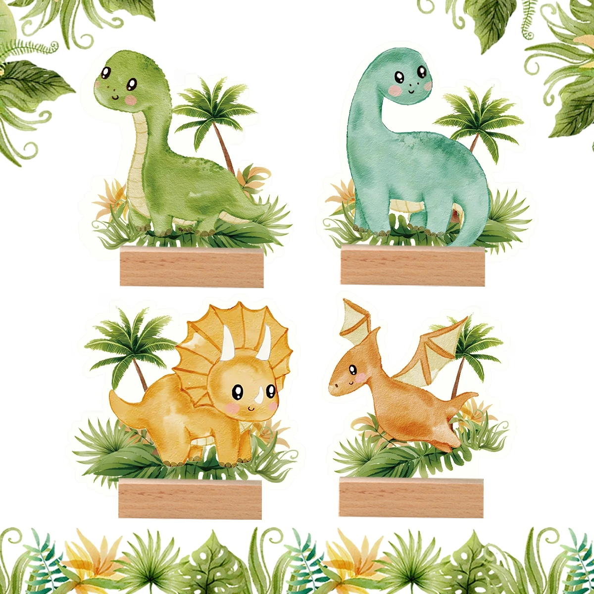 Dinosaur Acrylic Ornaments Jurassic World Theme Birthday Party Decorations Kids Favors Gifts Boys Roar Dino Baby Shower Supplies