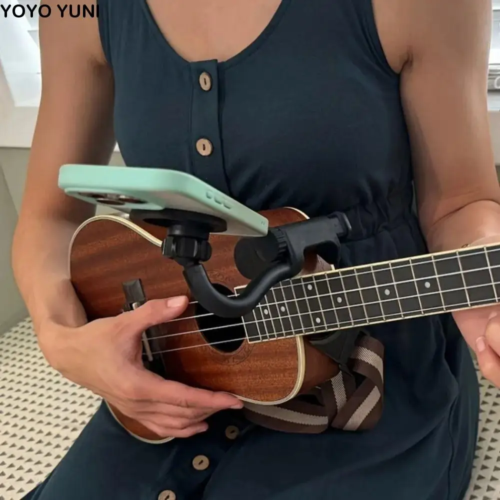 

Adjustable Magnetic Guitar Phone Holder with Clip Strong Magnetic Ukulele Phone Bracket Stable Support Easy To Install