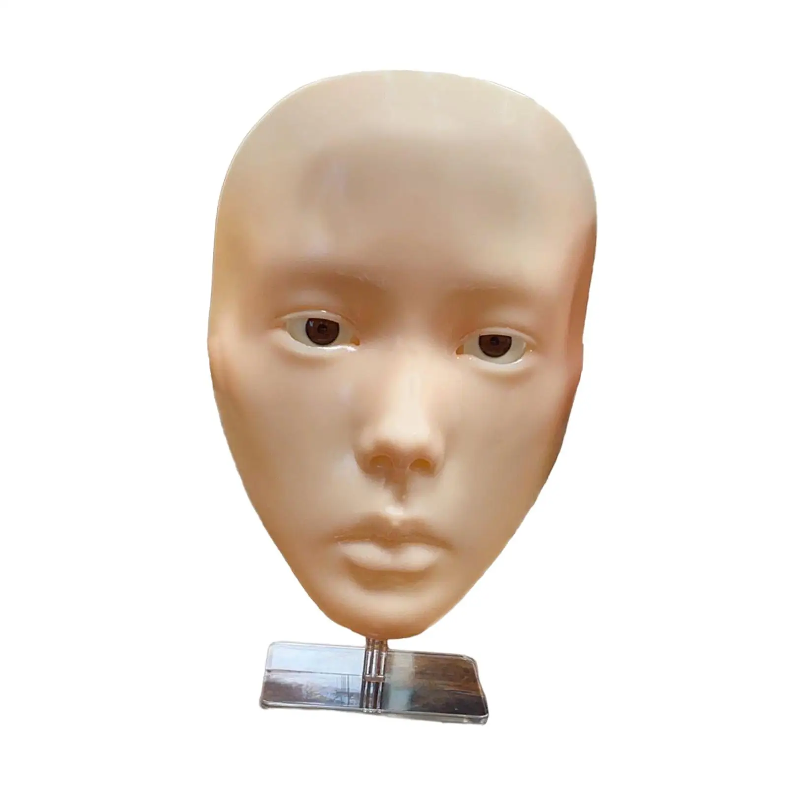 3D Face Makeup Practice Pad Silicone Mannequin Head with Stand for Beginner Eye Shadow Liner and Full Face Exercise Kit