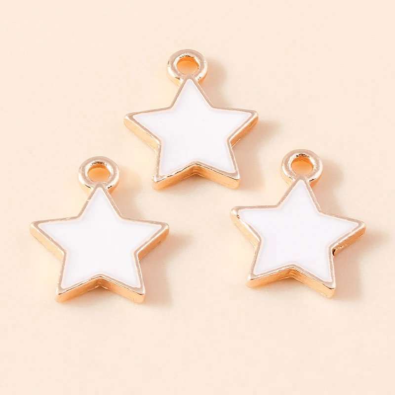 Leslie 10pcs/lot 16x18mm Enamel Black Five-pointed Stars Charms for DIY Earrings Necklaces Pendants Jewelry Making Accessories – Detail 12