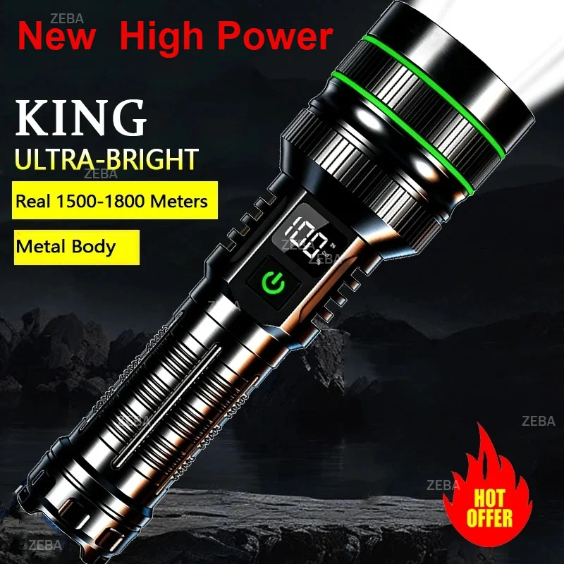 

High Power LED Flashlight Strong Light Lantern USB Rechargeable Long Range Tactical Torch Most Powerful Lamp For Fishing Hunting