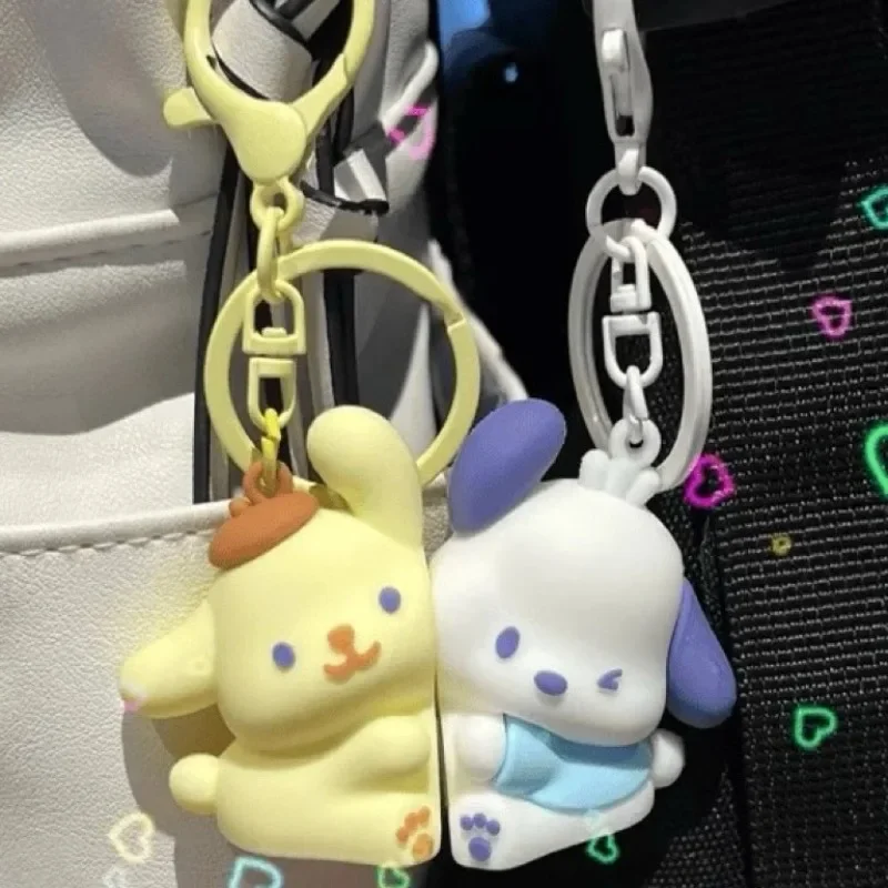 Kawaii Sanrio Pochacco Magnetic Keychain Anime Pompompurin Sweethearts Backpack Pendant Accessory Decoration Toys Girls Gifts