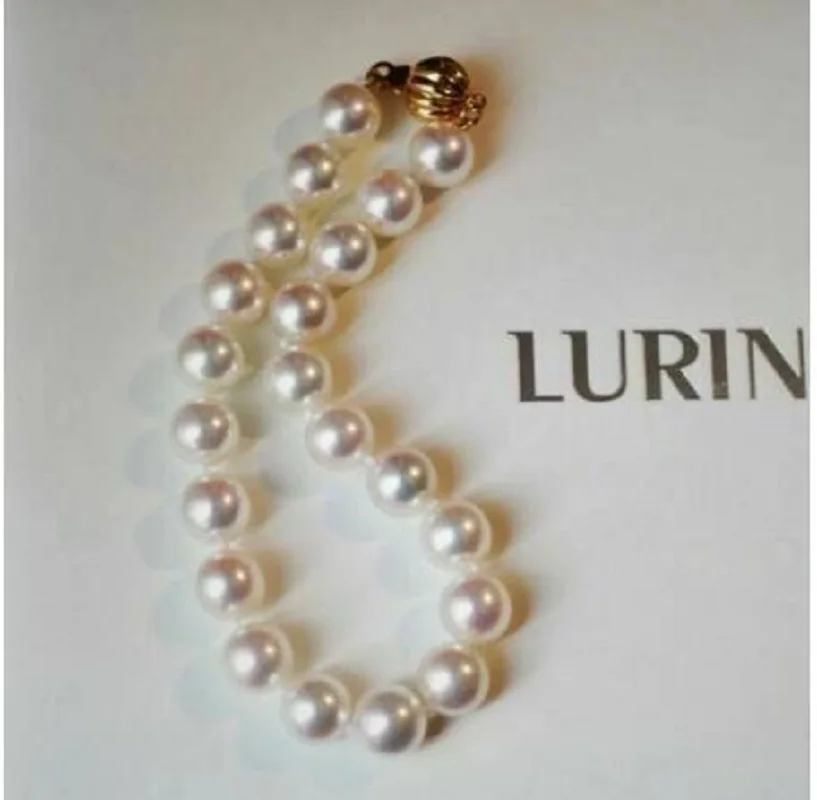 Gorgeous AAA+ 8-9mm real natural Japan Akoya white round Pearl bracelet