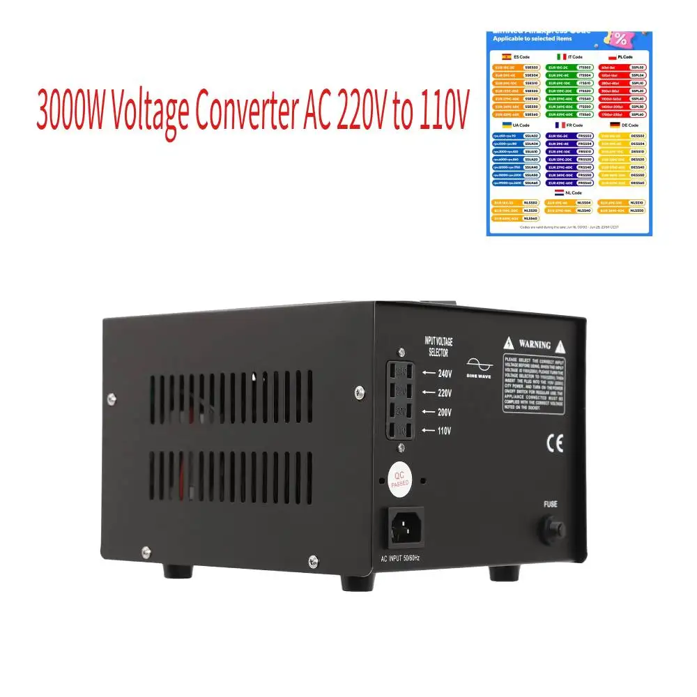 

3000W Voltage Converter AC 220V to 110V Inverter Inverter Inverter USB Step Down Converter Voltage Converter Transformer Safety