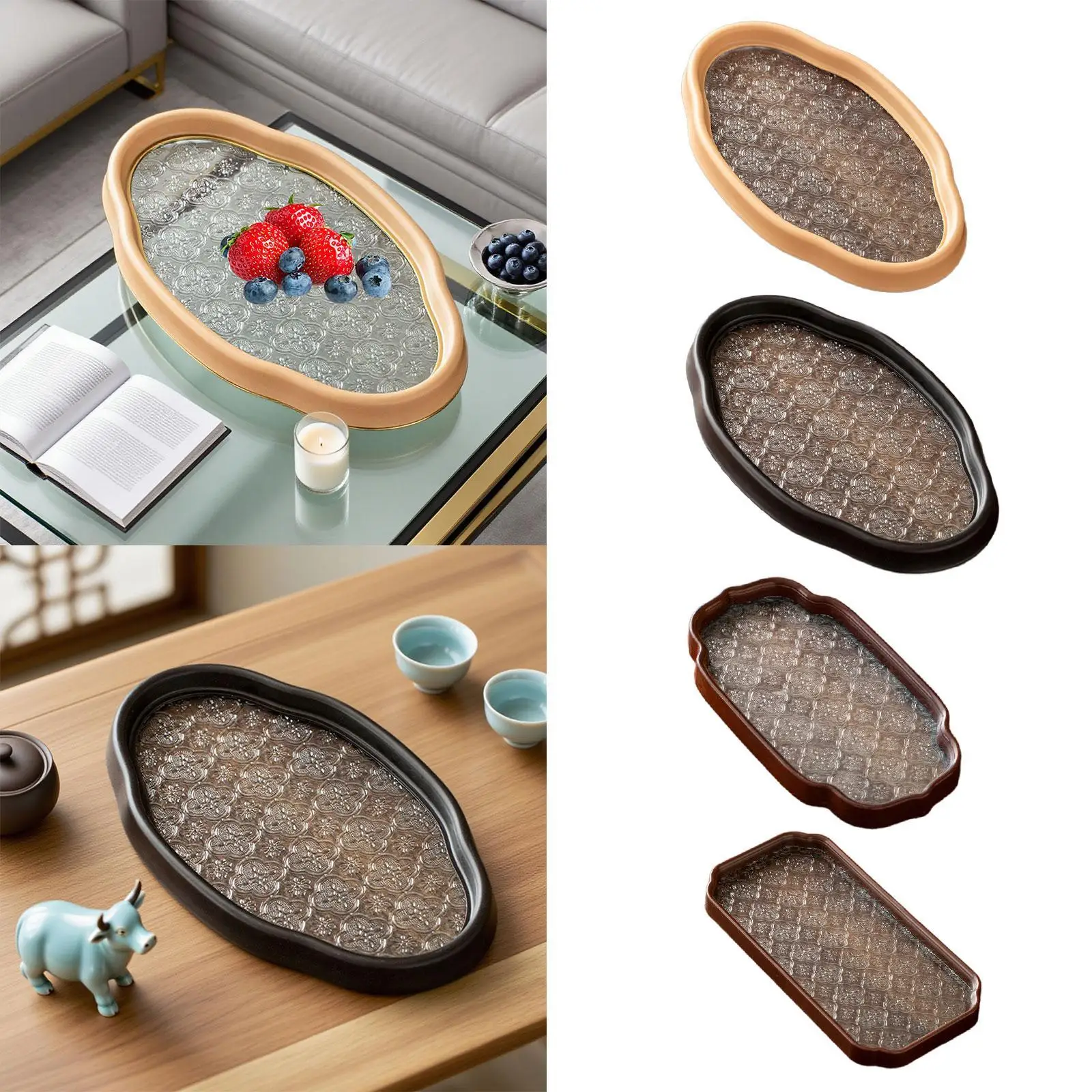 

Serving Tray Decorative Tray Wooden Tray Japanese Glass Tray Natural Elegance